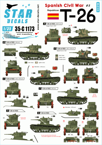 Przejdź do produktu STAR DECALS 35-C1173 - Spanish Civil War # 5. T-26. Republican T-26 m/1933.