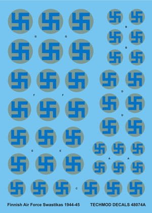 Przejdź do produktu TECHMOD 48074 - 1:48 Finnish Air Force Swastikas and Serials 1944-45