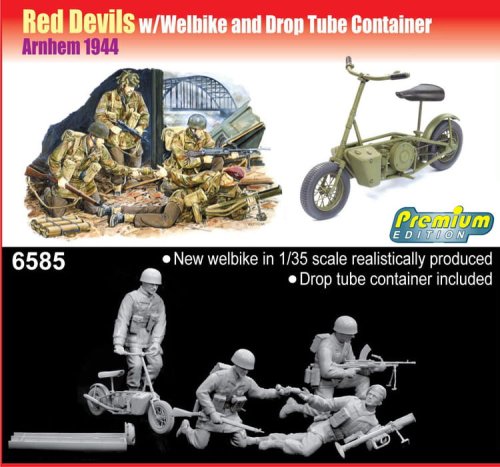 Przejdź do produktu DRAGON 6585 - 1:35 Red Devils w/Welbike and Drop Tube Container (Arnhem 1944)