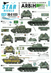 STAR DECALS 35-C1123 - 1:35 Tanks & AFVs in Bosnia # 1. ARBiH (Muslim) T-55 tanks.