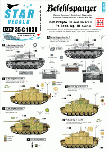 STAR DECALS 35-C1038 - 1:35 Befehlspanzer # 3. Bef.Pz. III Ausf H/J/K/L, , Beob.Pz. III Ausf G.