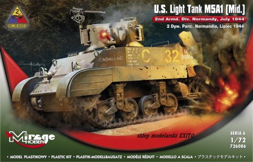 Przejdź do produktu MIRAGE 726086 - 1:72 U.S. Light Tank M5A1 (Mid.) 2nd Armd. Div. Normandy July 1944