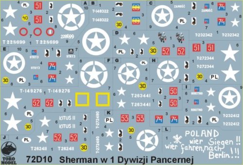 Przejdź do produktu TORO MODEL 72D10 - 1:72 Polskie Shermany w 1 DPanc. Europa zachodnia 1944-45