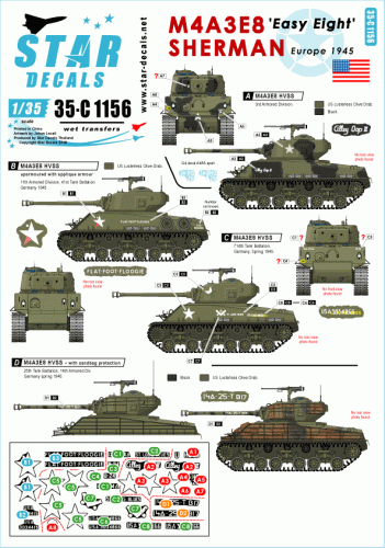 Przejdź do produktu STAR DECALS 35-C1156 - 1:35  M4A3E8 Easy Eight Sherman. Easy Eight in Europe 1945.
