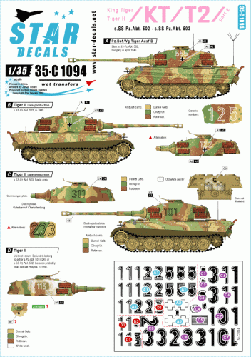 Przejdź do produktu STAR DECALS 35-C1094 - 1:35 King Tiger / Tiger II # 2. s.SS.Pz-Abt. 502 and 503.