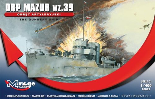 Przejdź do produktu MIRAGE 40022 - 1:400 ORP Mazur wz. 39 - Okręt artyleryjski