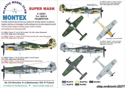 Przejdź do produktu MONTEX K24003 - 1:24 Focke Wulf Fw-190 D-9