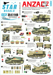 STAR DECALS 35-C1148 - 1:35  ANZAC # 2. Australian & NZ AFVs in Mid-East and Africa. Universal Carriers, Scout Car.