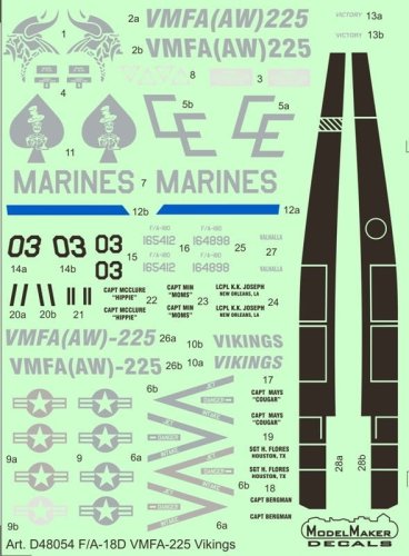 Przejdź do produktu MODELMAKER D48054 - 1:48 F/A-18D VMFA-225 Vikings