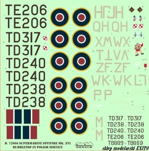 Przejdź do produktu MODELMAKER D72066 - 1:72 Supermarine Spitfire Mk XVI Bubbletop in Polish service