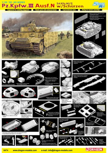 Przejdź do produktu DRAGON 6474 - 1:35 Pz.Kpfw.III Ausf.N w/Schurzen