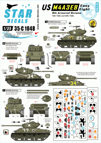 Przejdź do produktu STAR DECALS 35-C1048 - 1:35 US M4A3E8 Easy Eight. 6th Armored Division M4A3E8 HVSS Sherman.