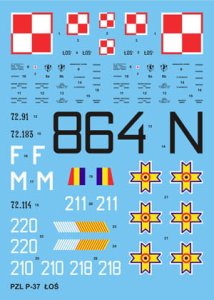TECHMOD 48066 - 1:48 PZL P-37 ŁOŚ w/canopy mask