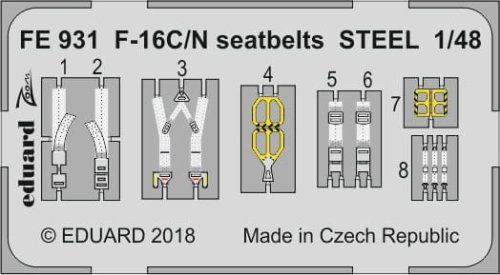 Przejdź do produktu EDUARD FE931 - 1:48 F-16C/N seatbelts - Steel