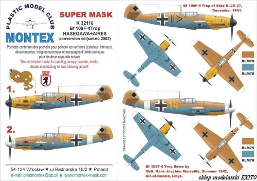 Przejdź do produktu MONTEX K32116 - 1:32 Bf-109 F4 Trop