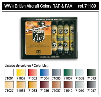 Przejdź do produktu VALLEJO 71189 - WW II British Aircraft RAF & FAA