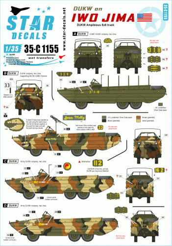 Przejdź do produktu STAR DECALS 35-C1155 - 1:35  DUKW on Iwo Jima. USMC and US Army DUKWs.