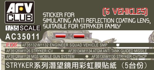 Przejdź do produktu AFV CLUB AC 35011 - 1:35 Sticker for Stryker family - for Simulating Anti Reflection Coating Lens