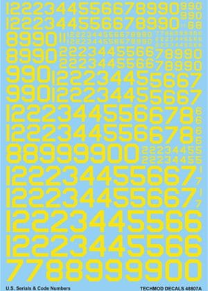 Przejdź do produktu TECHMOD 48807 - 1:48 US Serials & Code Numbers Yellow
