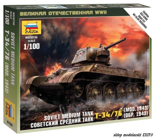 Przejdź do produktu ZVEZDA 6159 - 1:100 Soviet Medium Tank T-34/76 Mod 1943