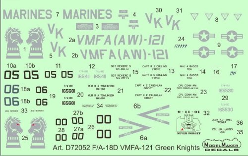 Przejdź do produktu MODELMAKER D72052 - 1:72 F/A-18D VMFA-121 Green Knights