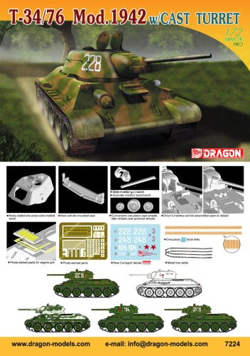 Przejdź do produktu DRAGON 7224 - 1:72 T-34/76 Mod.1942 w/Cast Turret