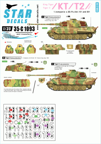 Przejdź do produktu STAR DECALS 35-C1093 - 1:35 King Tiger / Tiger II # 1. 1. Komp./ s.SS.Pz-Abt. 101/501.