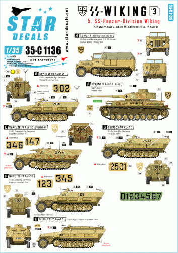 Przejdź do produktu STAR DECALS 35-C1136 - 1:35 SS-Wiking # 3. PzKpfw IV, SdKfz 11, SdKfz 251.