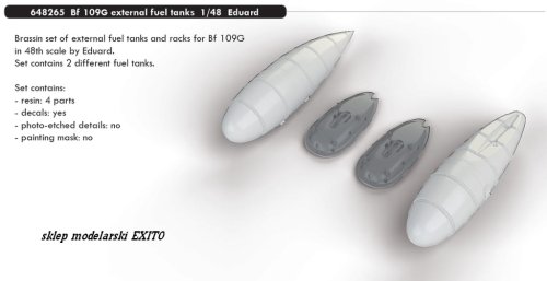 Przejdź do produktu EDUARD 648265 - 1:48 Bf 109G external fuel tanks