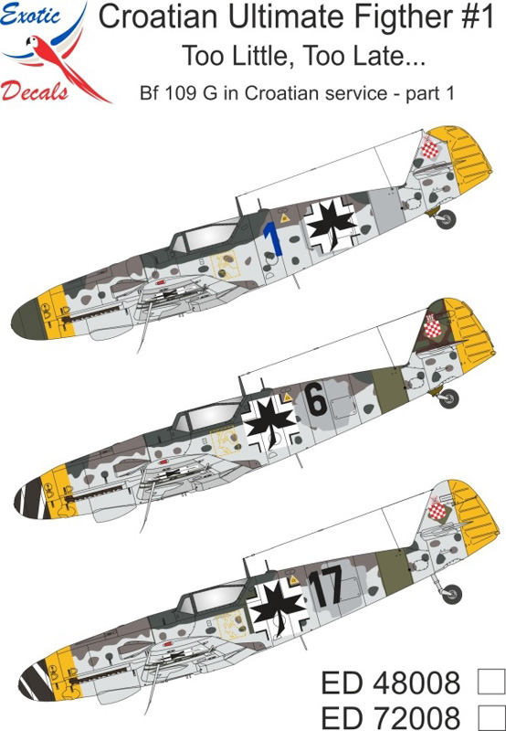 kalki do modeli bf109 z chorwacji