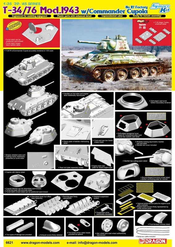 model do sklejania czołgu T-34/76 mod. 1943