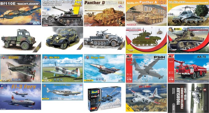 nowości: Dragon, Mirage, Modelsvit, Sova, Kitty Hawk, Ace, Yahu, Stratus